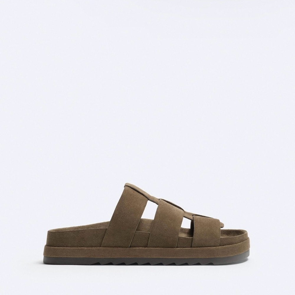 Zara Brown Strap Suede Sandals